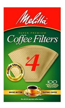 Melitta Cone Coffee Filters Natural Brown #4 (100 Count)
